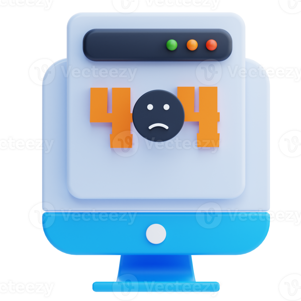 3D 404 Error Page icon on transparent background png