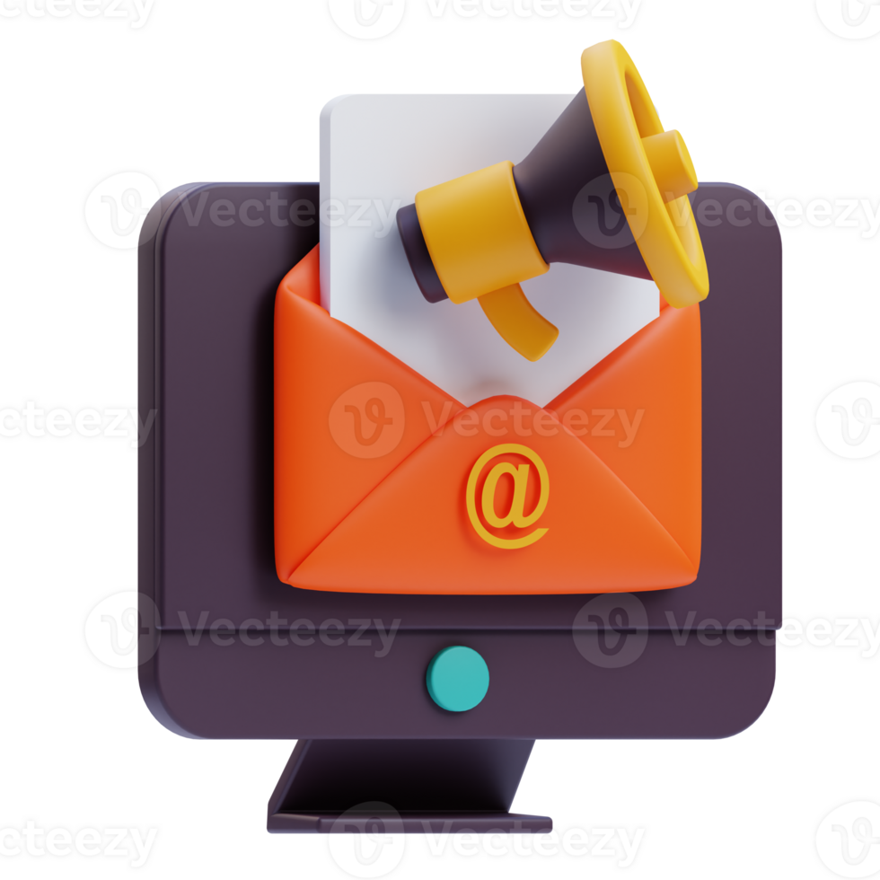 3d correo electrónico márketing icono en transparente antecedentes png