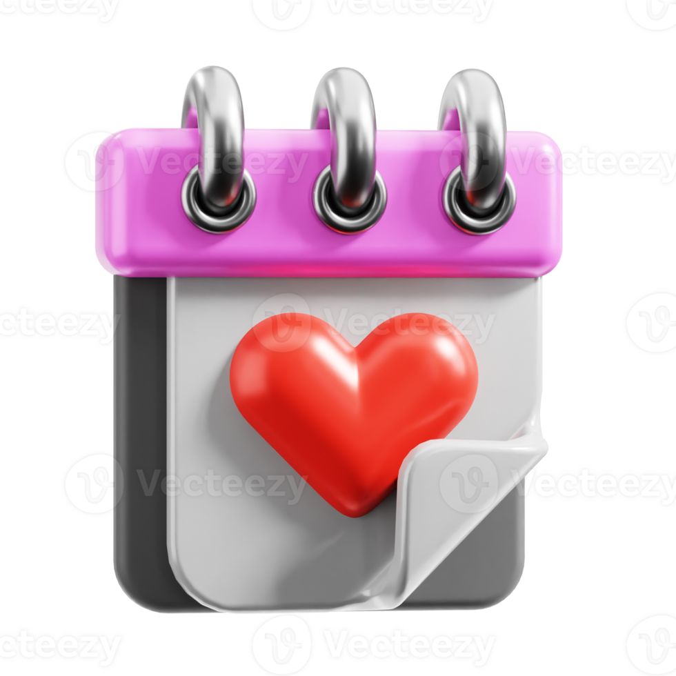 3D Wedding date icon on transparent background png