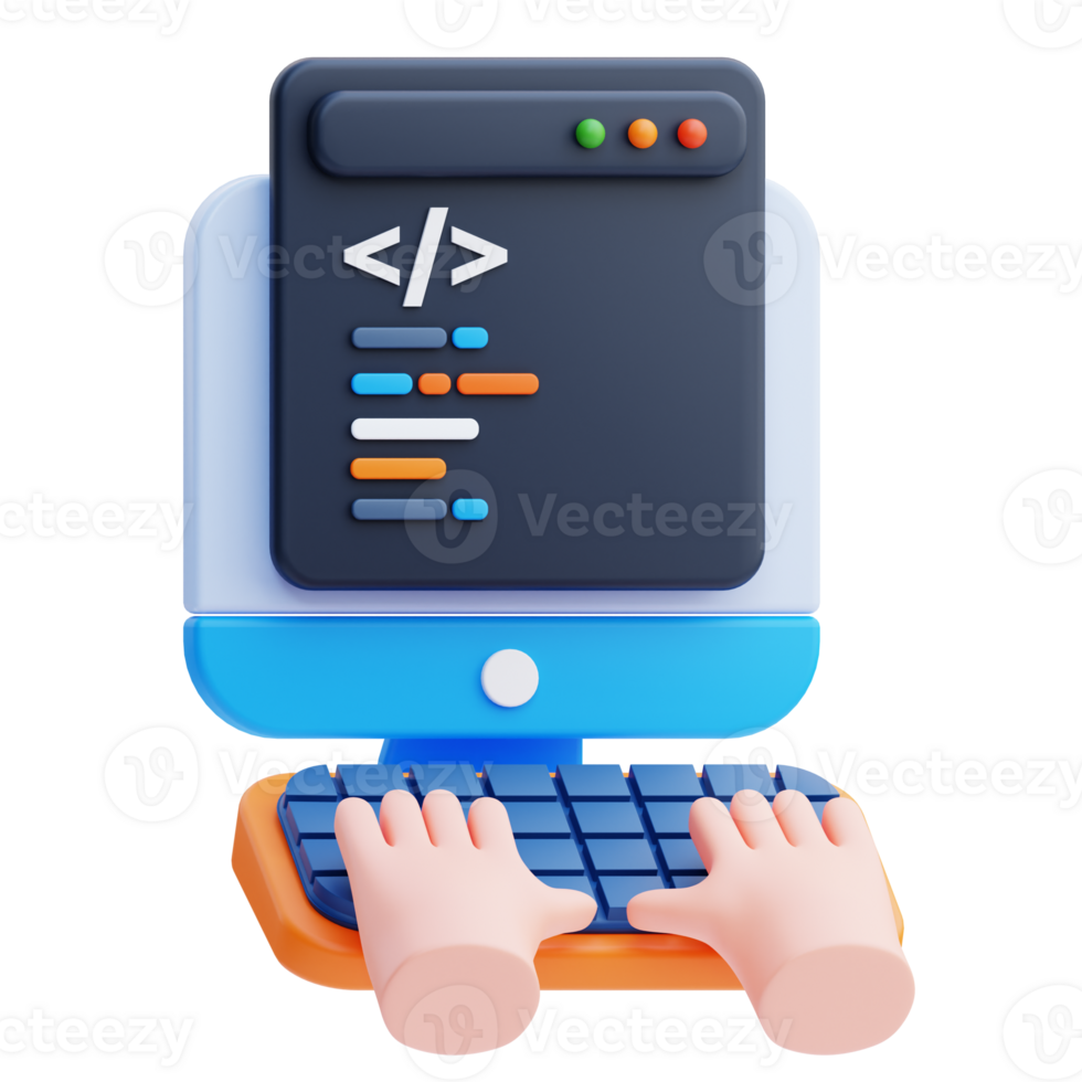 3D Developer icon on transparent background png