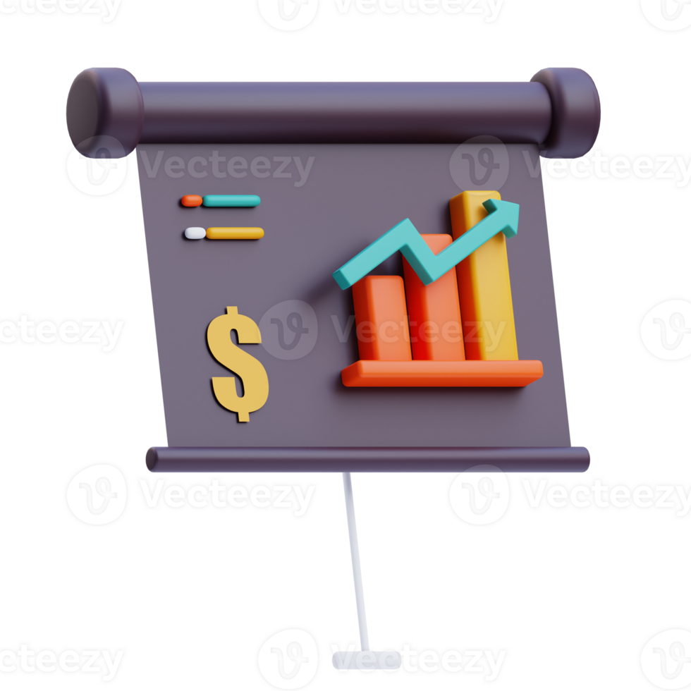 3D Growth Presentation icon on transparent background png