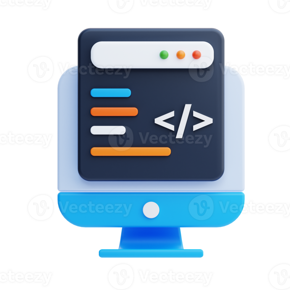 3D Web Development icon on transparent background png