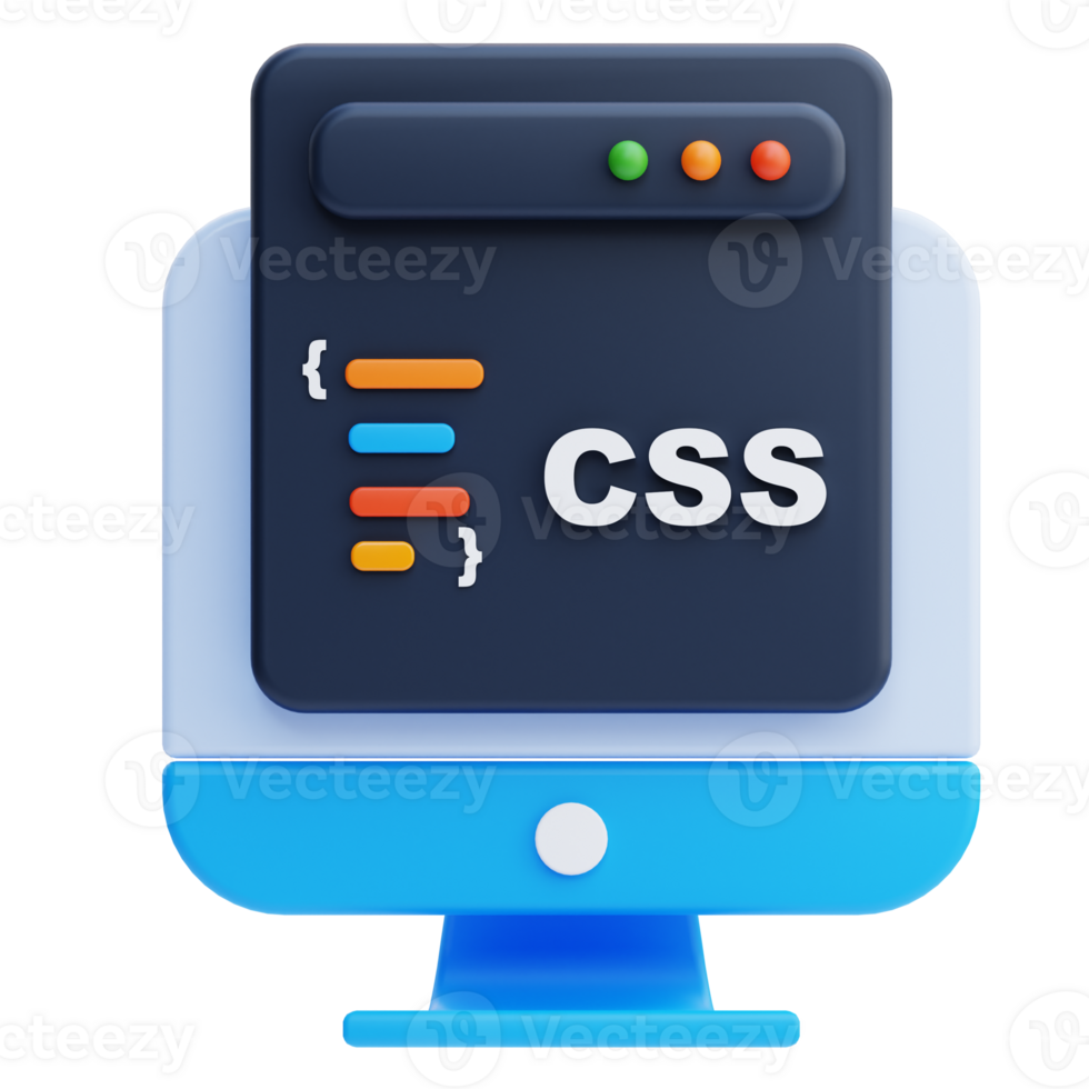 3D Cascading Style Sheet CSS icon on transparent background png