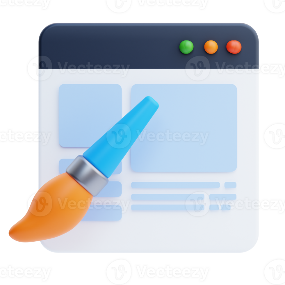 3D Web Template icon on transparent background png