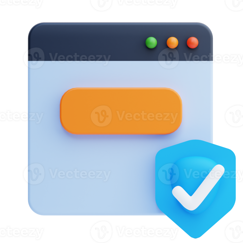 3D Web Protection icon on transparent background png