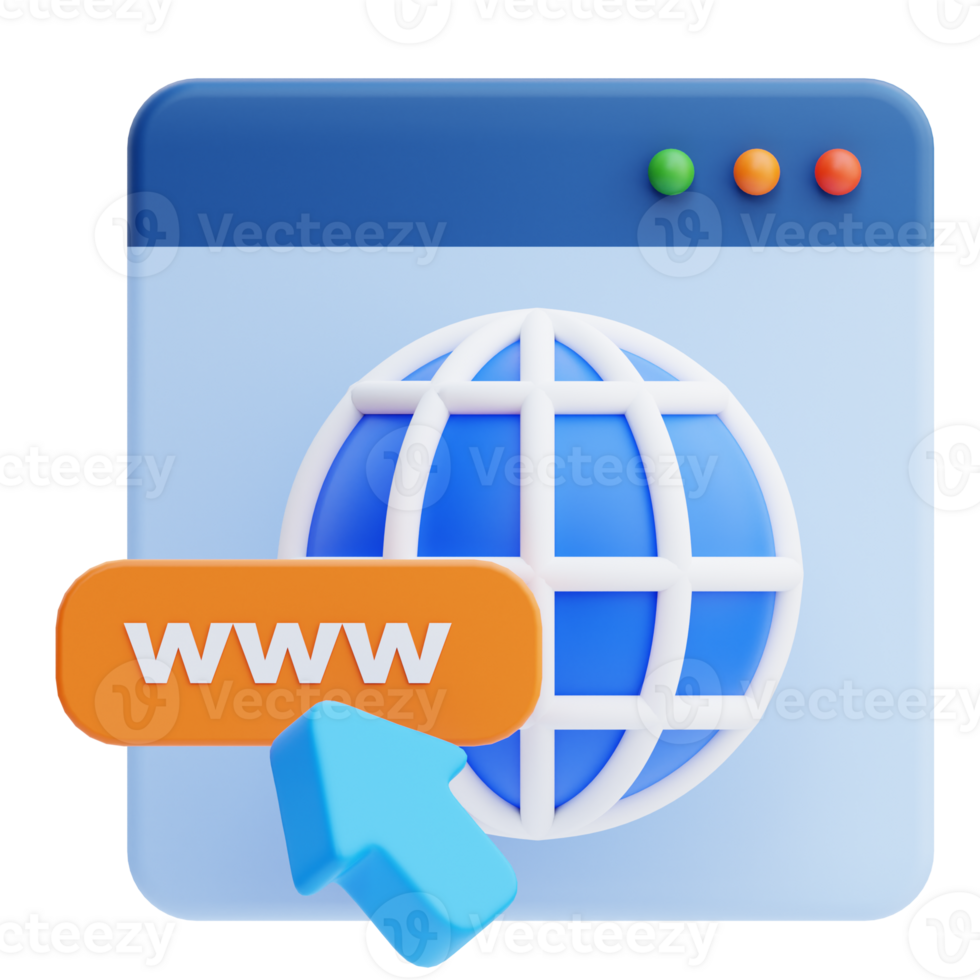 3D Web Address icon on transparent background png