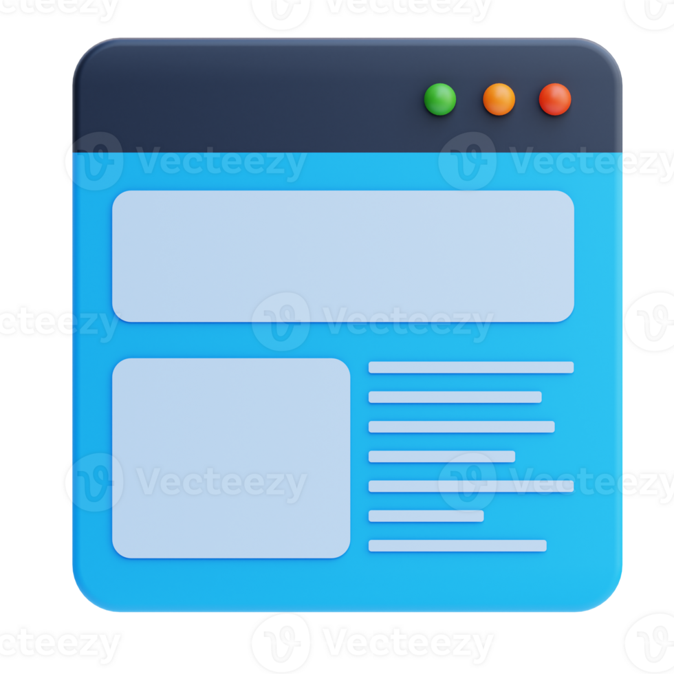 3D Web Layout icon on transparent background png