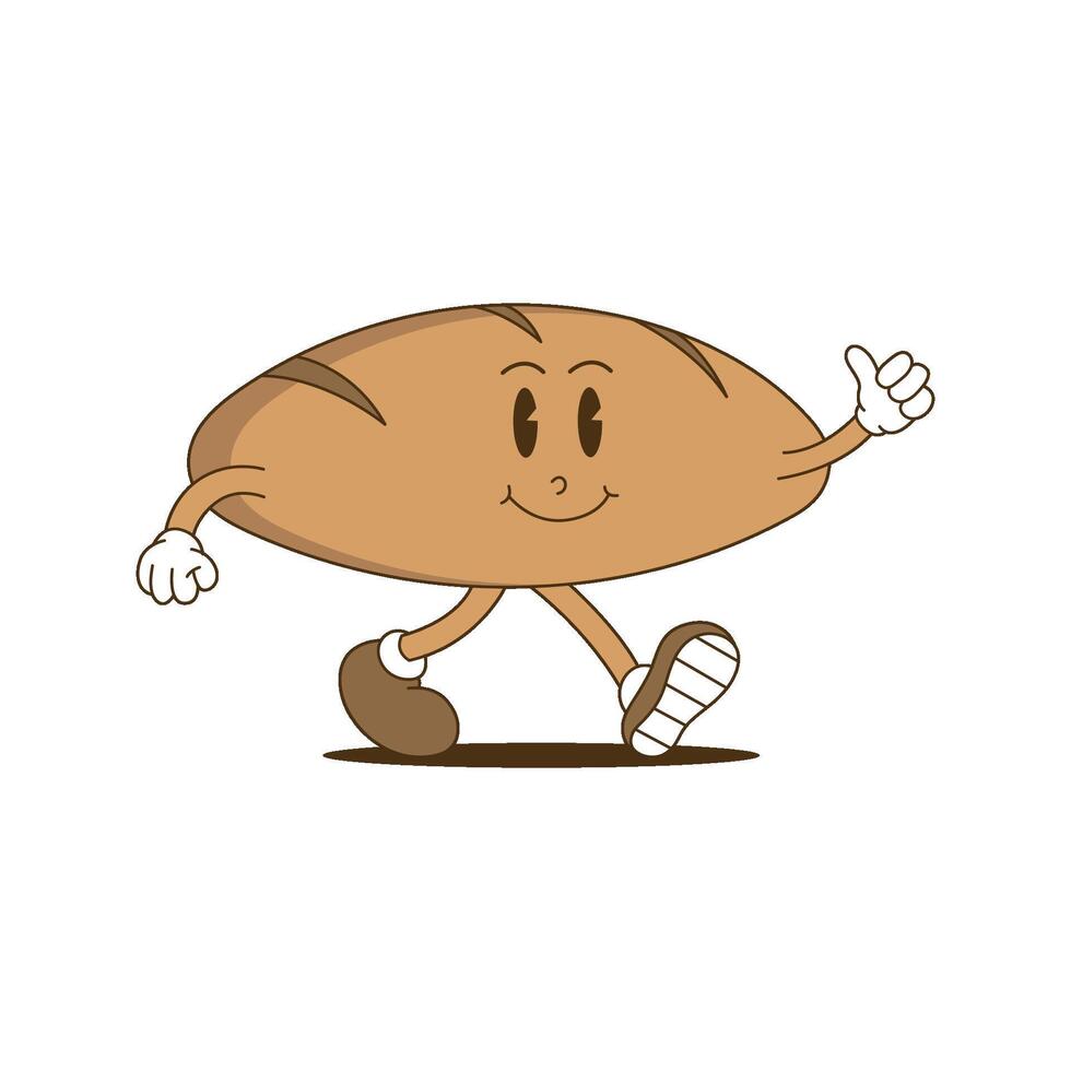 francés un pan retro mascota. gracioso dibujos animados personaje de francés un pan vector