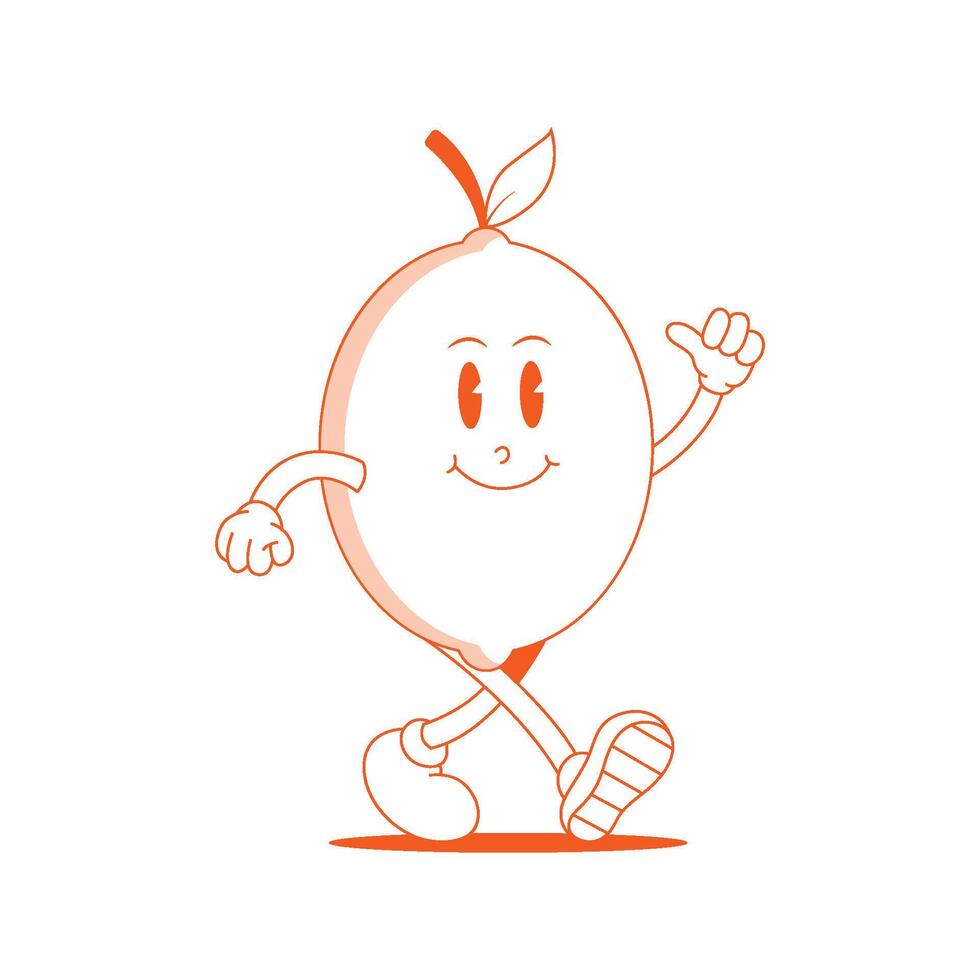 Lemon Retro Mascot. Funny cartoon character of Lemon vector