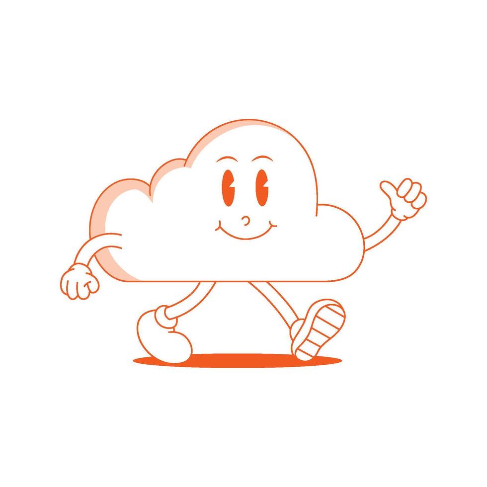 Cloud Retro Mascot. Funny cartoon character of Cloud. vector