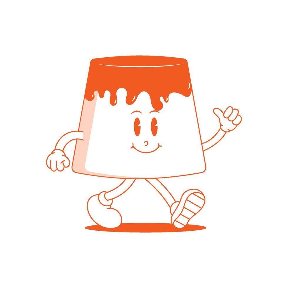 Custard Pudding Retro Mascot. Funny cartoon character of Custard Pudding vector