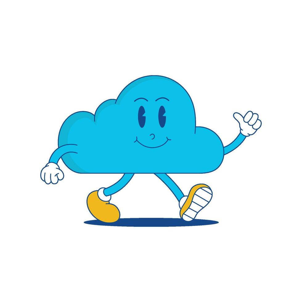 Cloud Retro Mascot. Funny cartoon character of Cloud. vector