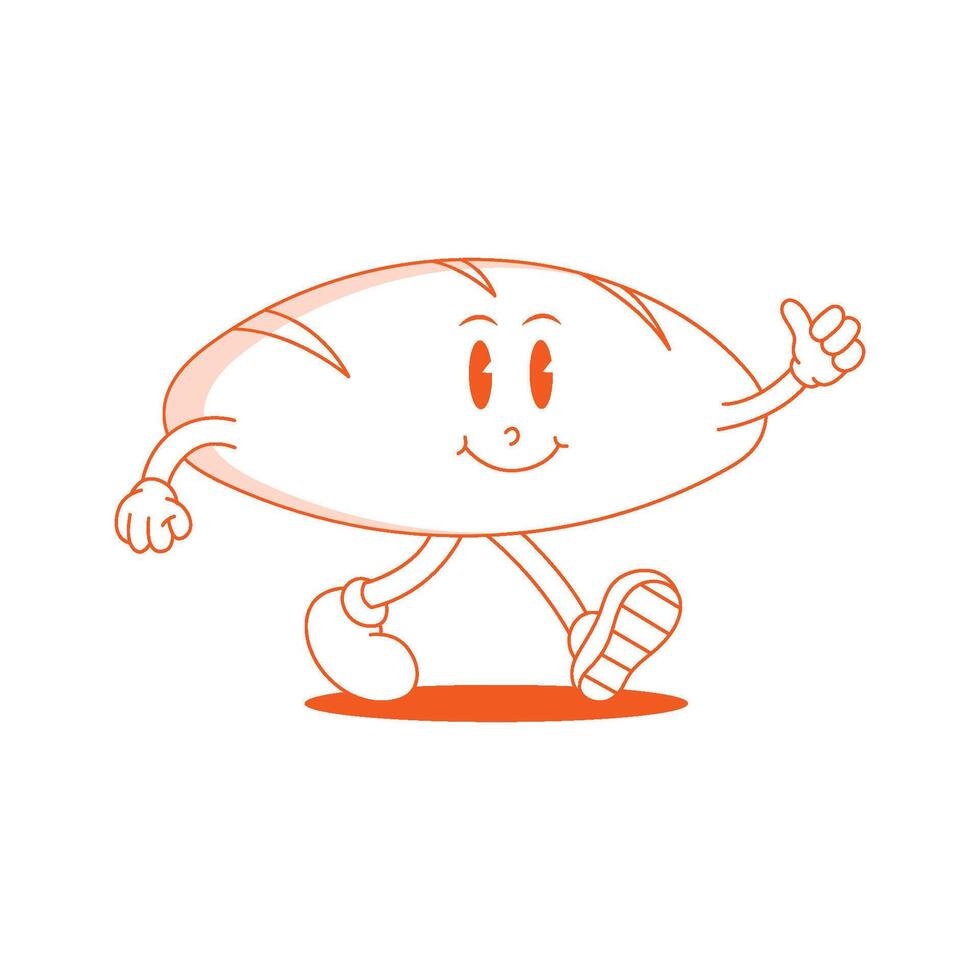 French Bread Retro Mascot. Funny cartoon character of French Bread vector