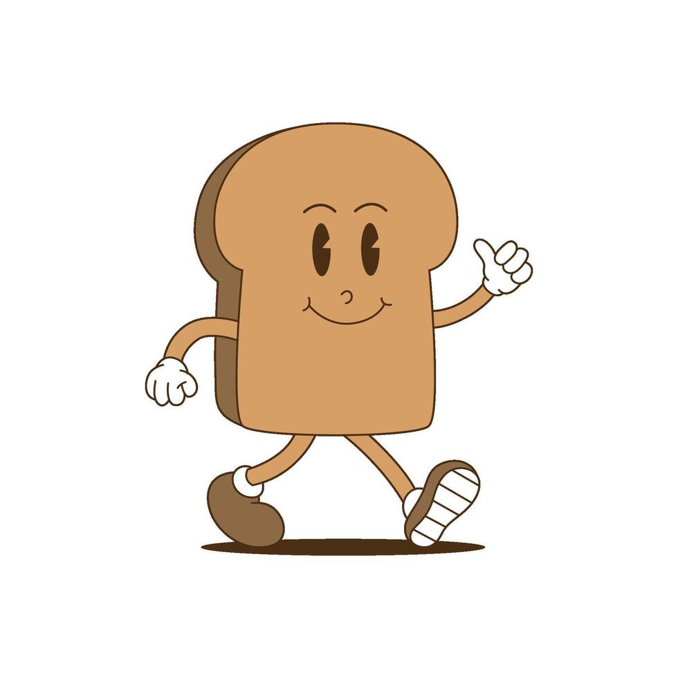 Bread Retro Mascot. Funny cartoon character of Bread vector
