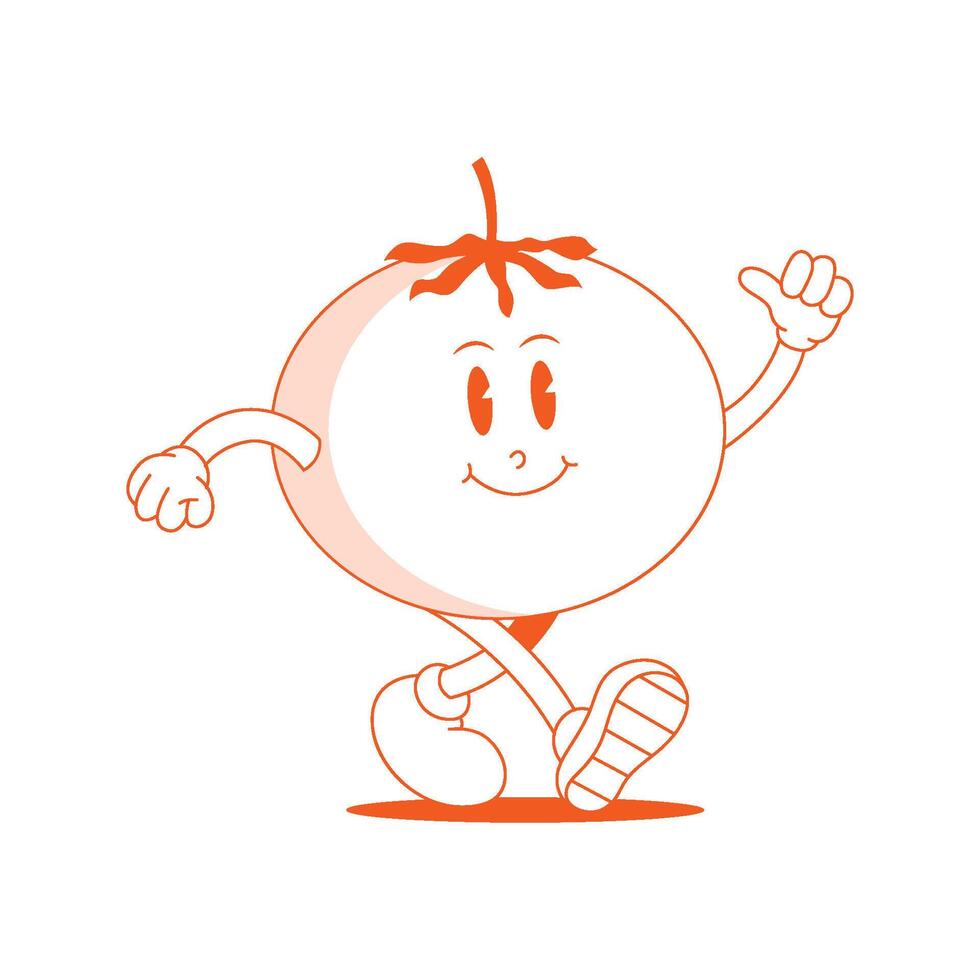 Tomato Retro Mascot. Funny cartoon character of Tomato. vector