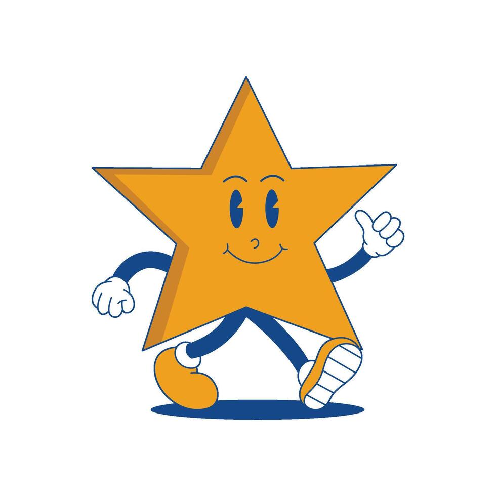 estrella retro mascota. gracioso dibujos animados personaje de estrella. vector