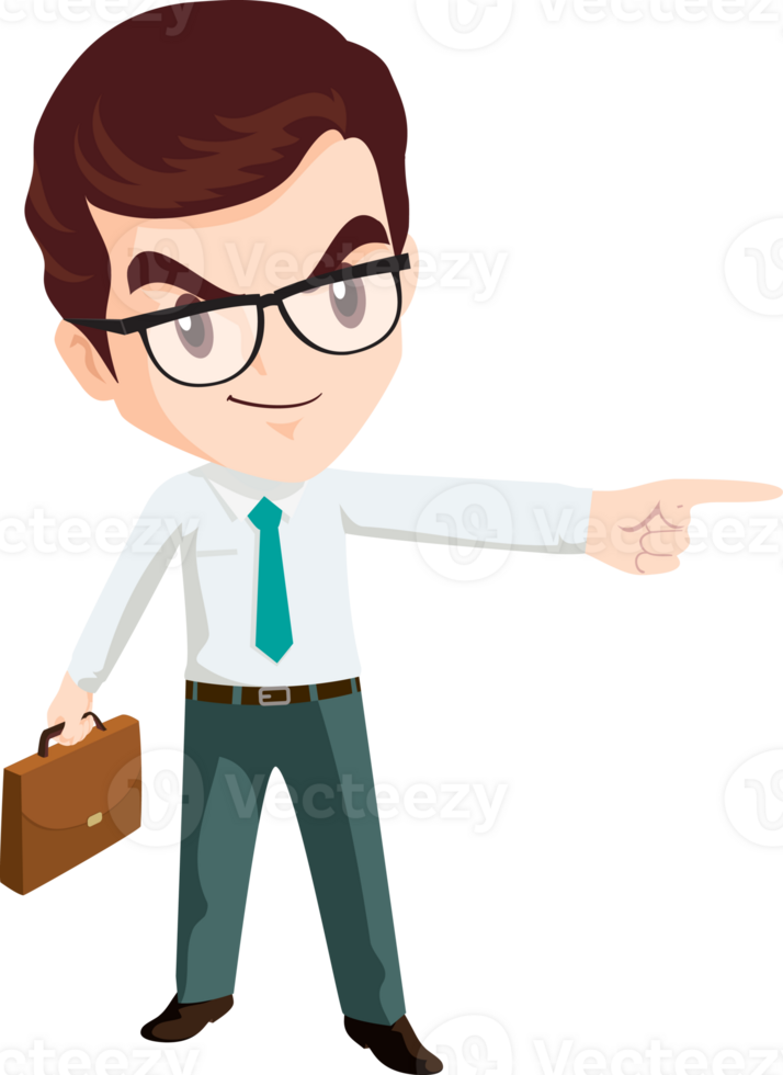 smart business man with glasses character png