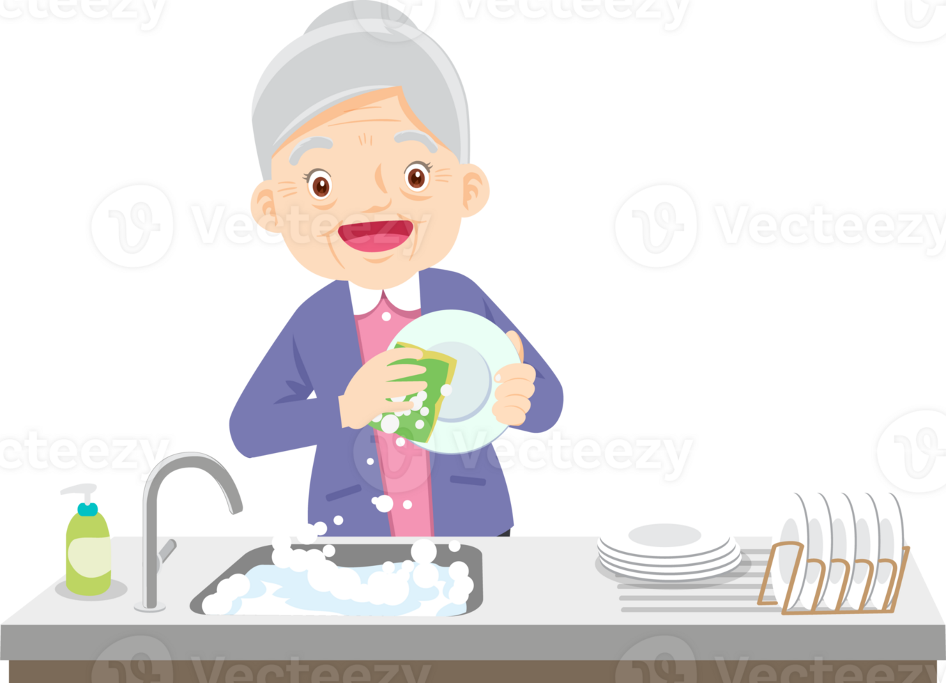 cute people washing dishes png