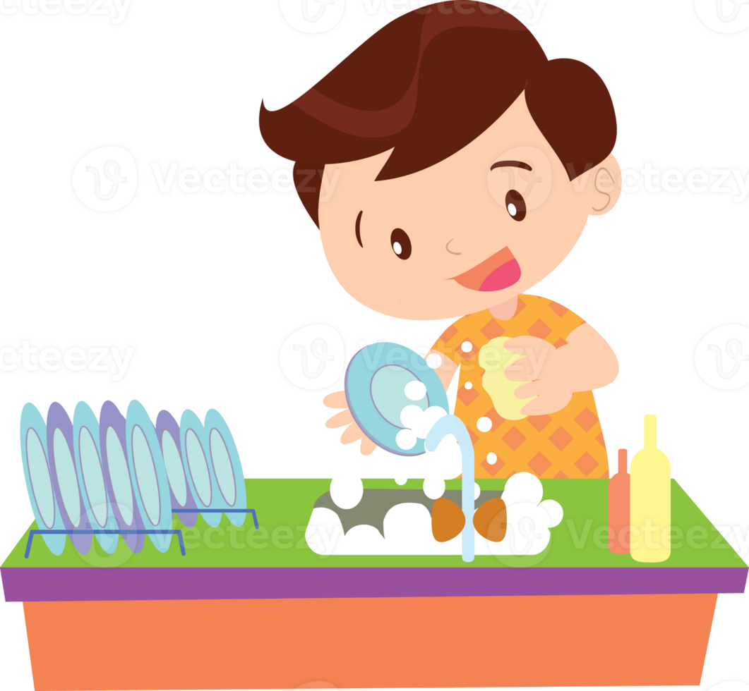 cute people washing dishes png