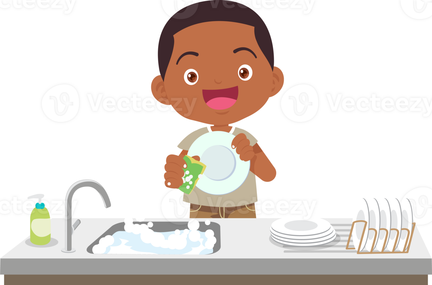 cute people washing dishes png