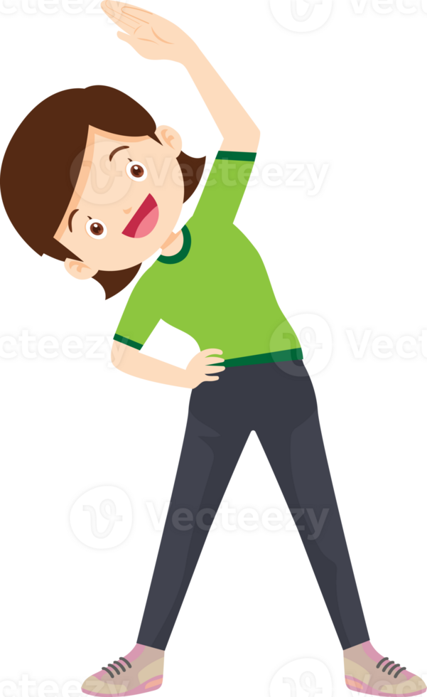 young woman exercise actions body healthy png