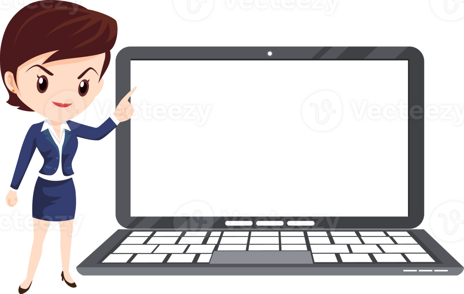 business woman present with technology png