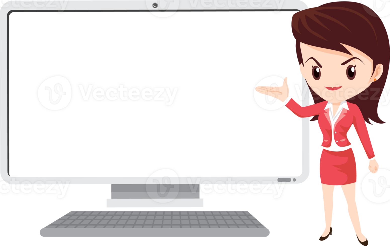 business woman present with technology png