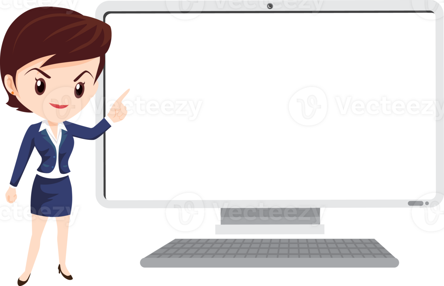 business woman present with technology png
