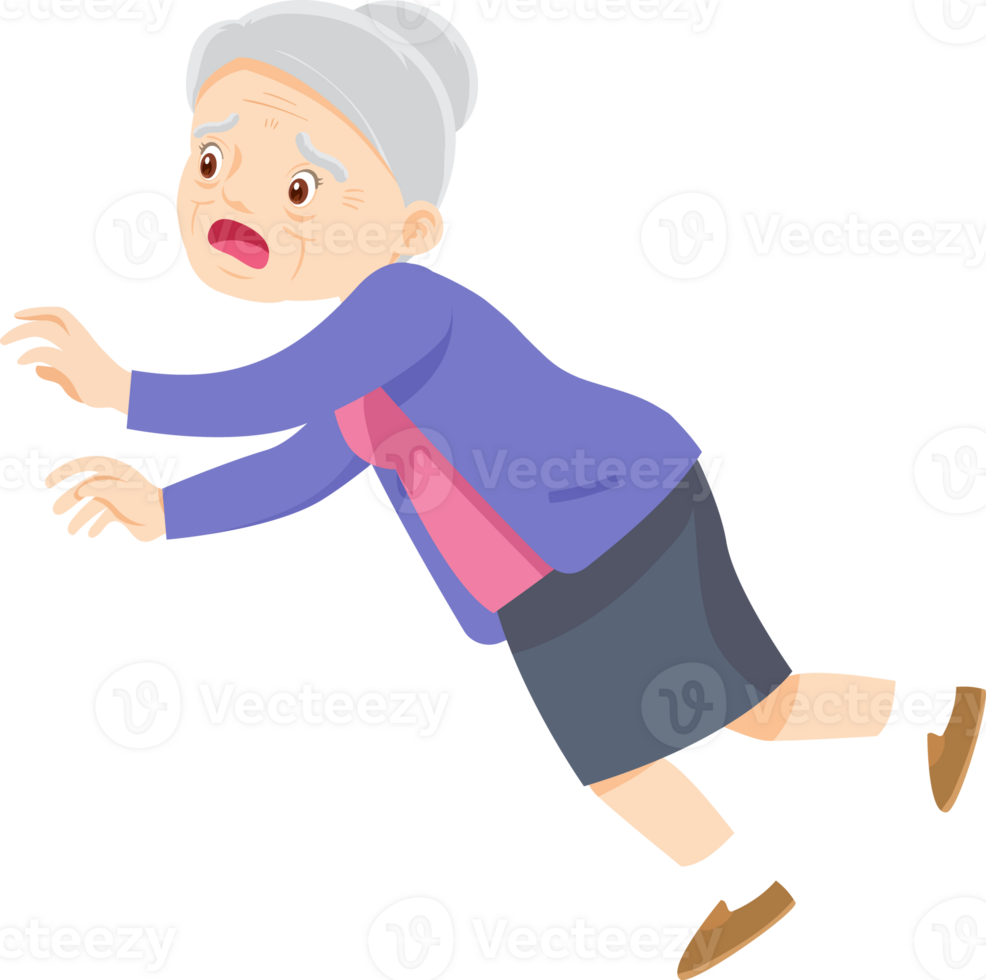 Grandma character have sick and symptom of pain png