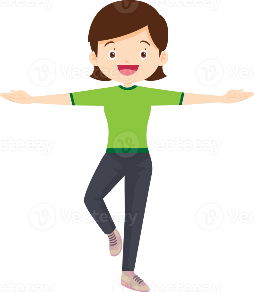 young woman exercise actions body healthy png