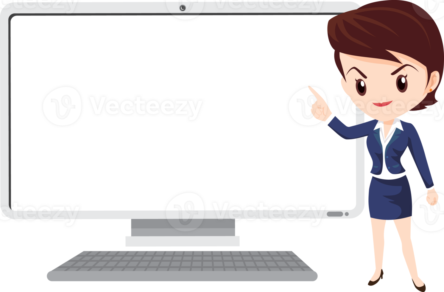 business woman present with technology png
