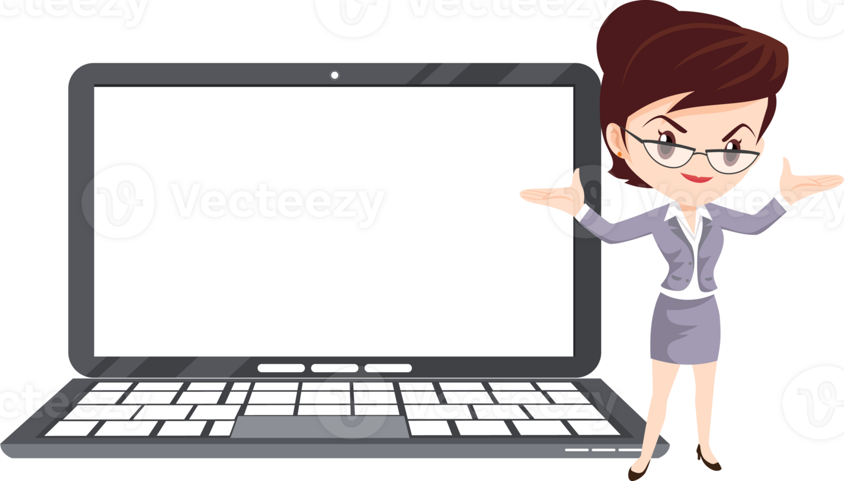 business woman present with technology png
