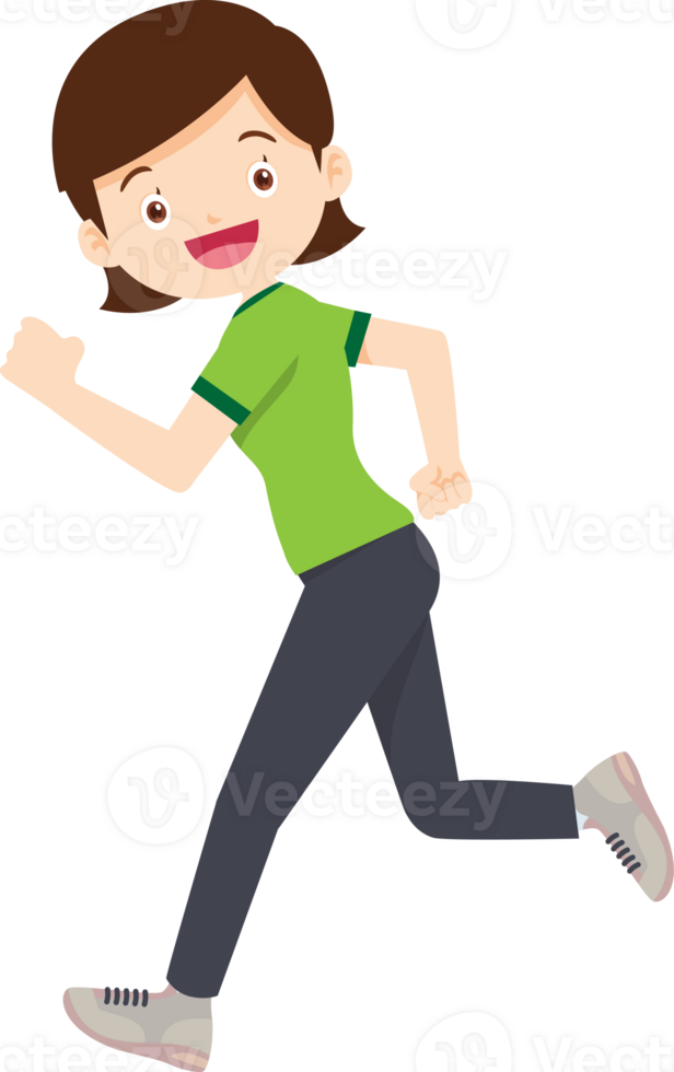 young woman exercise actions body healthy png