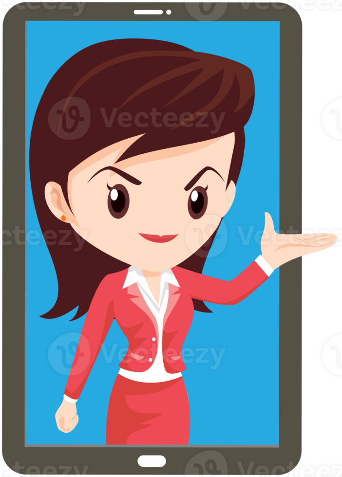 business woman present with technology png