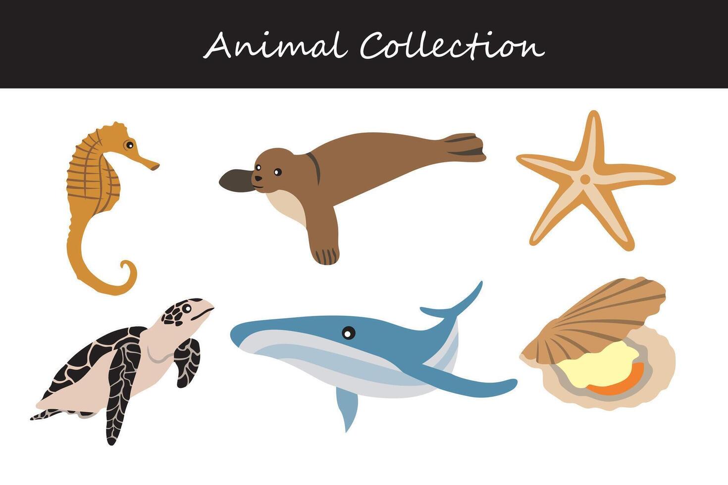 Animals collection isolated on white background. Flat style vector illustration.