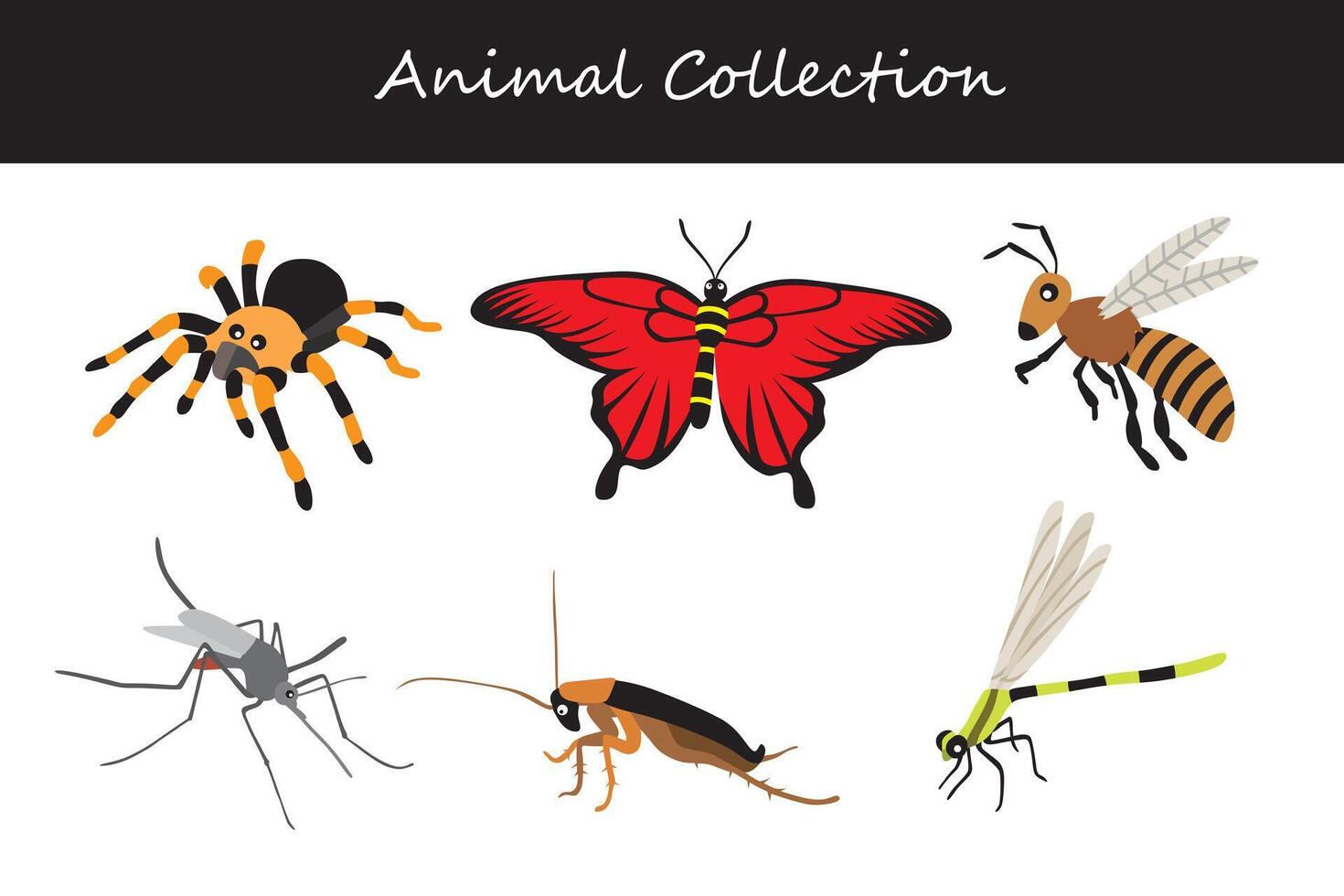 Animals collection isolated on white background. Flat style vector illustration.