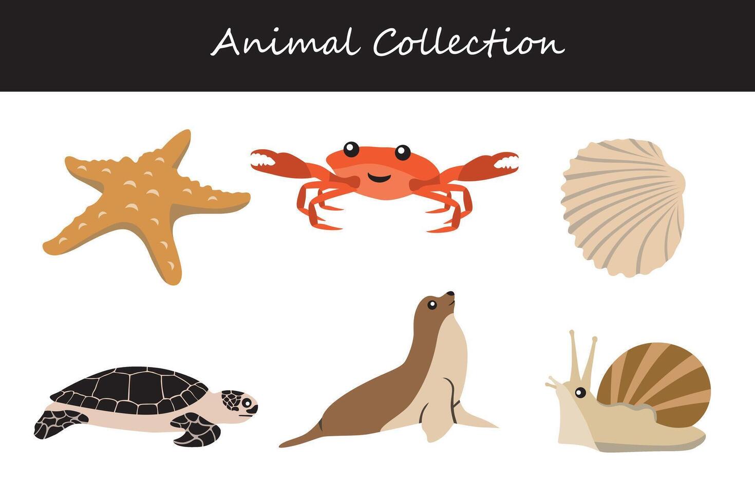 Animals collection isolated on white background. Flat style vector illustration.