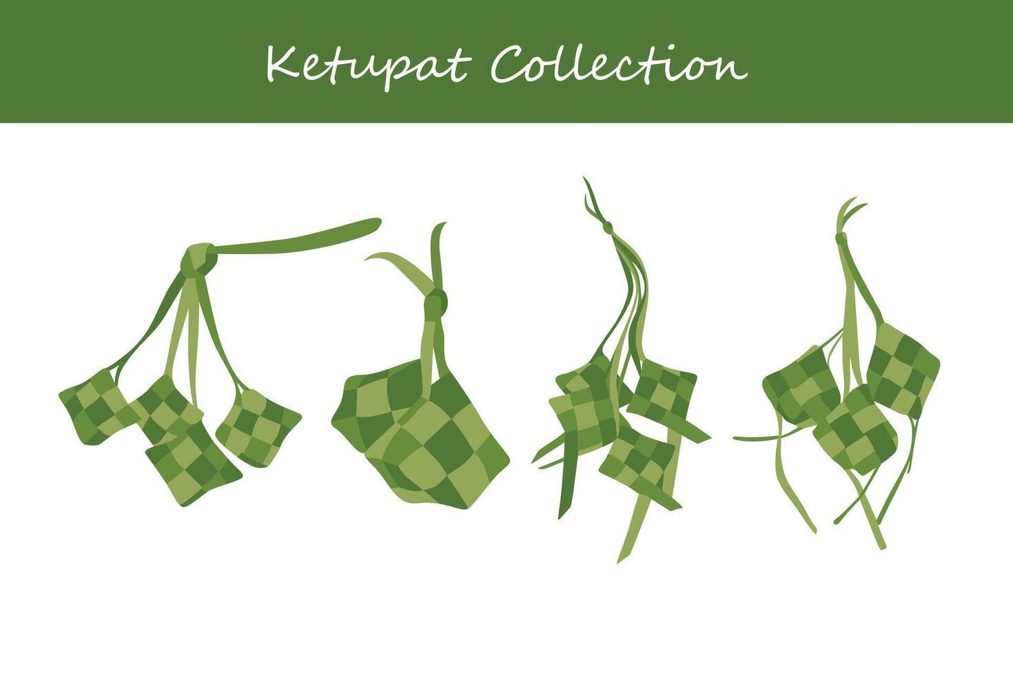 conjunto de ketupat en plano diseño estilo. vector ilustración.