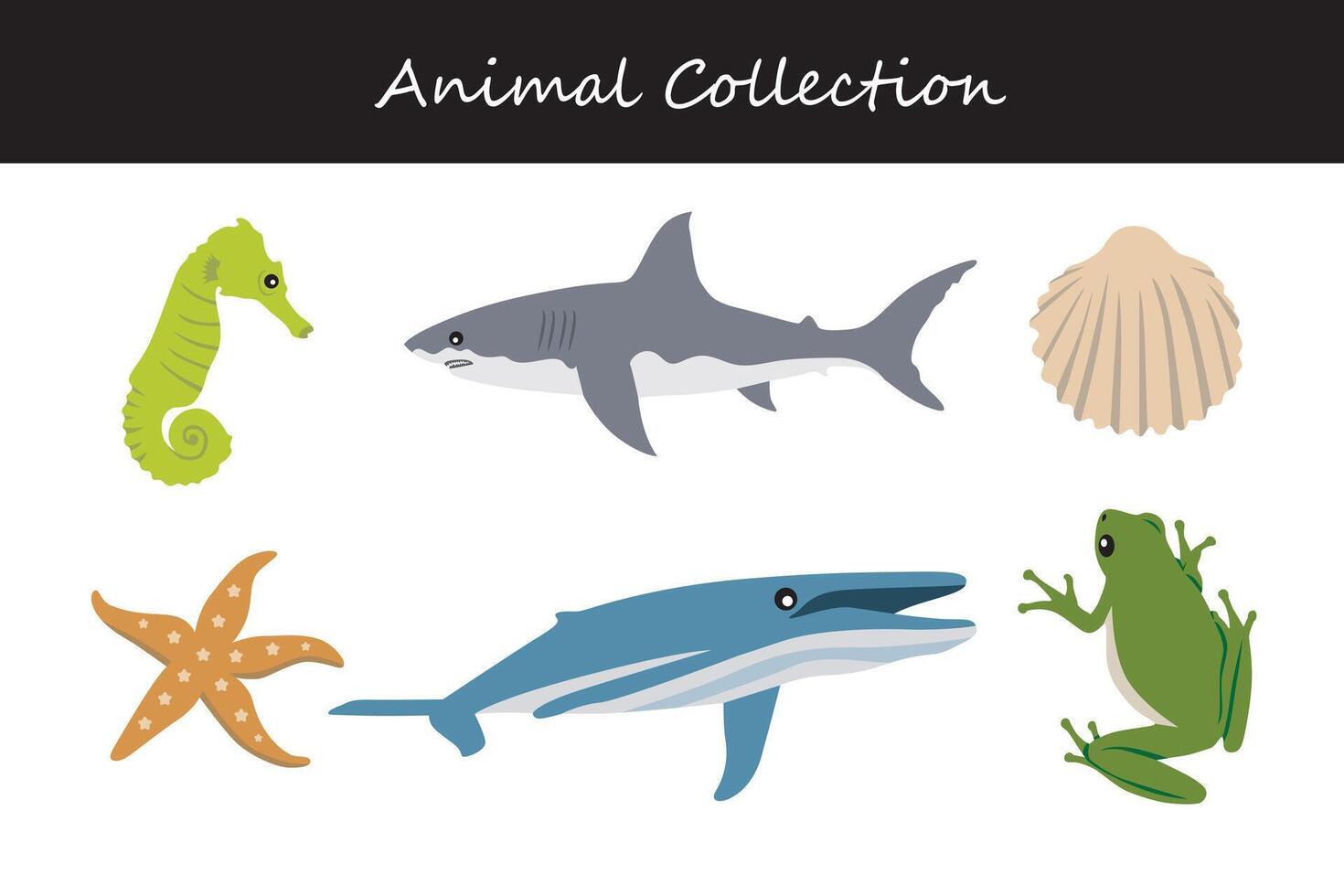 Animals collection isolated on white background. Flat style vector illustration.