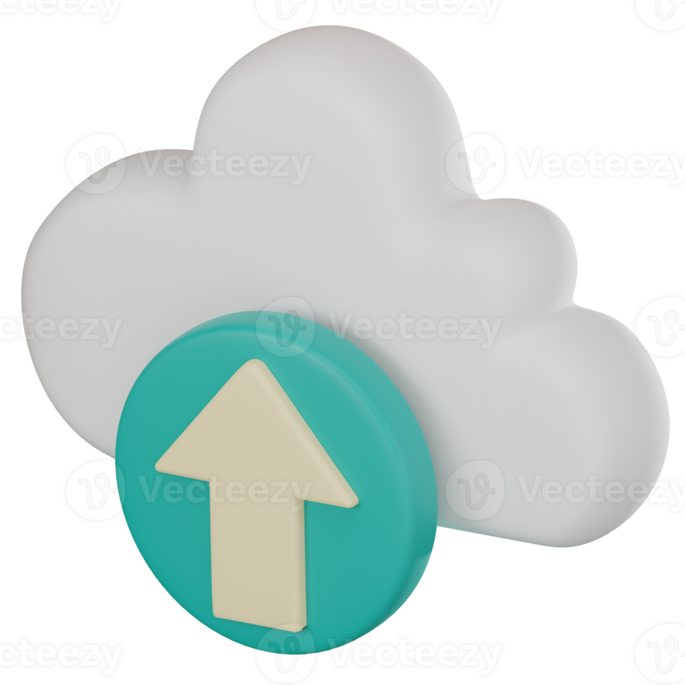 Data Upload Icon in Cloud. 3D Render png