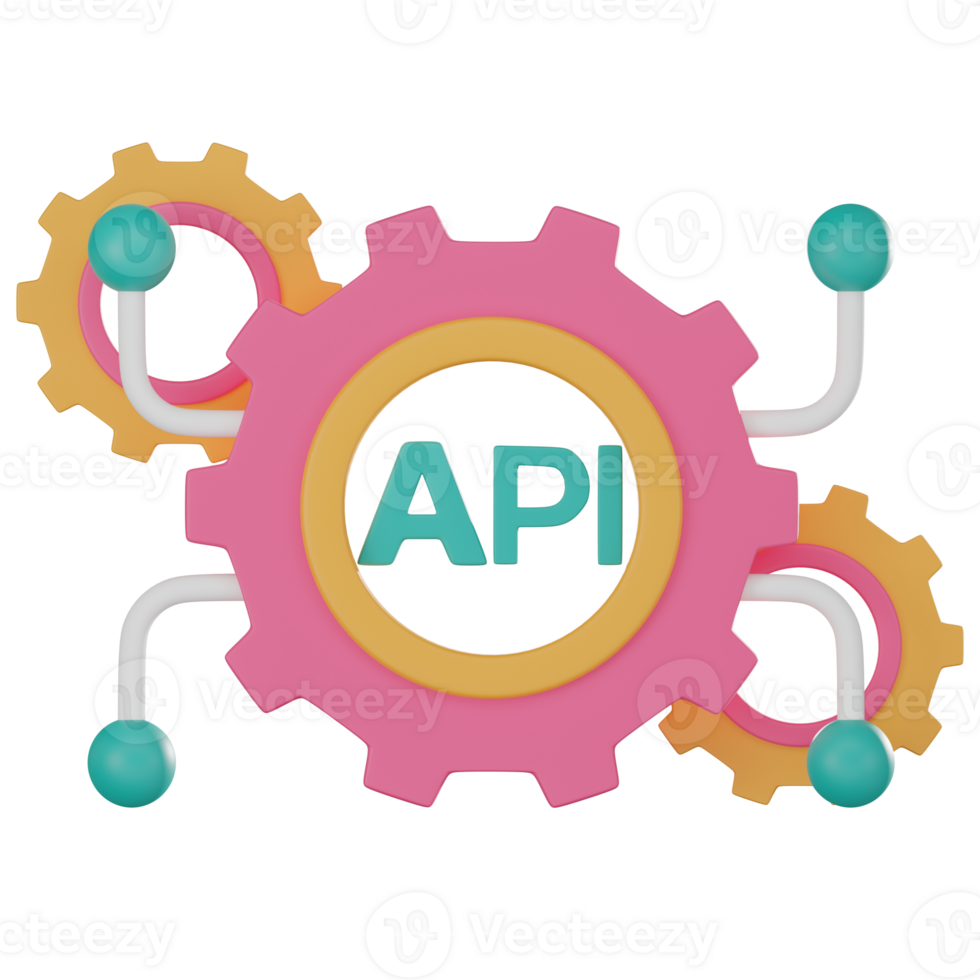 3D API Setting Icon for Technology Development. 3D Render png