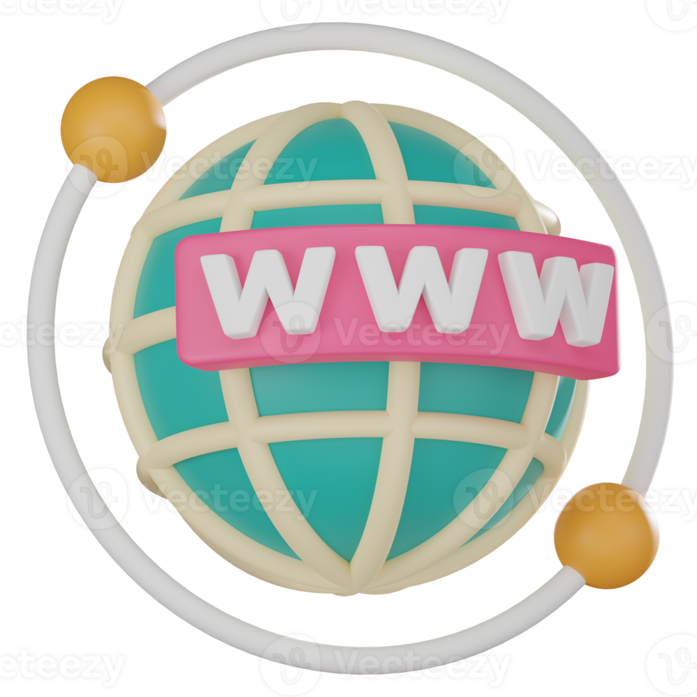 3D Icon of World Wide Web in Cyberspace. 3D Render png