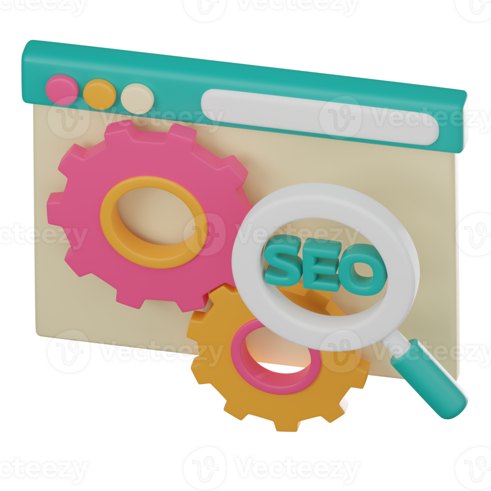3D SEO Management and Strategy Icon. 3D Render png