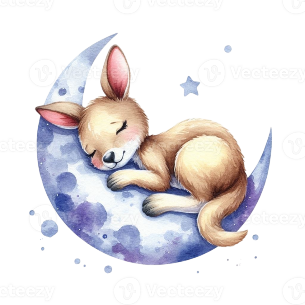 AI generated kangaroo sleeping on the moon png