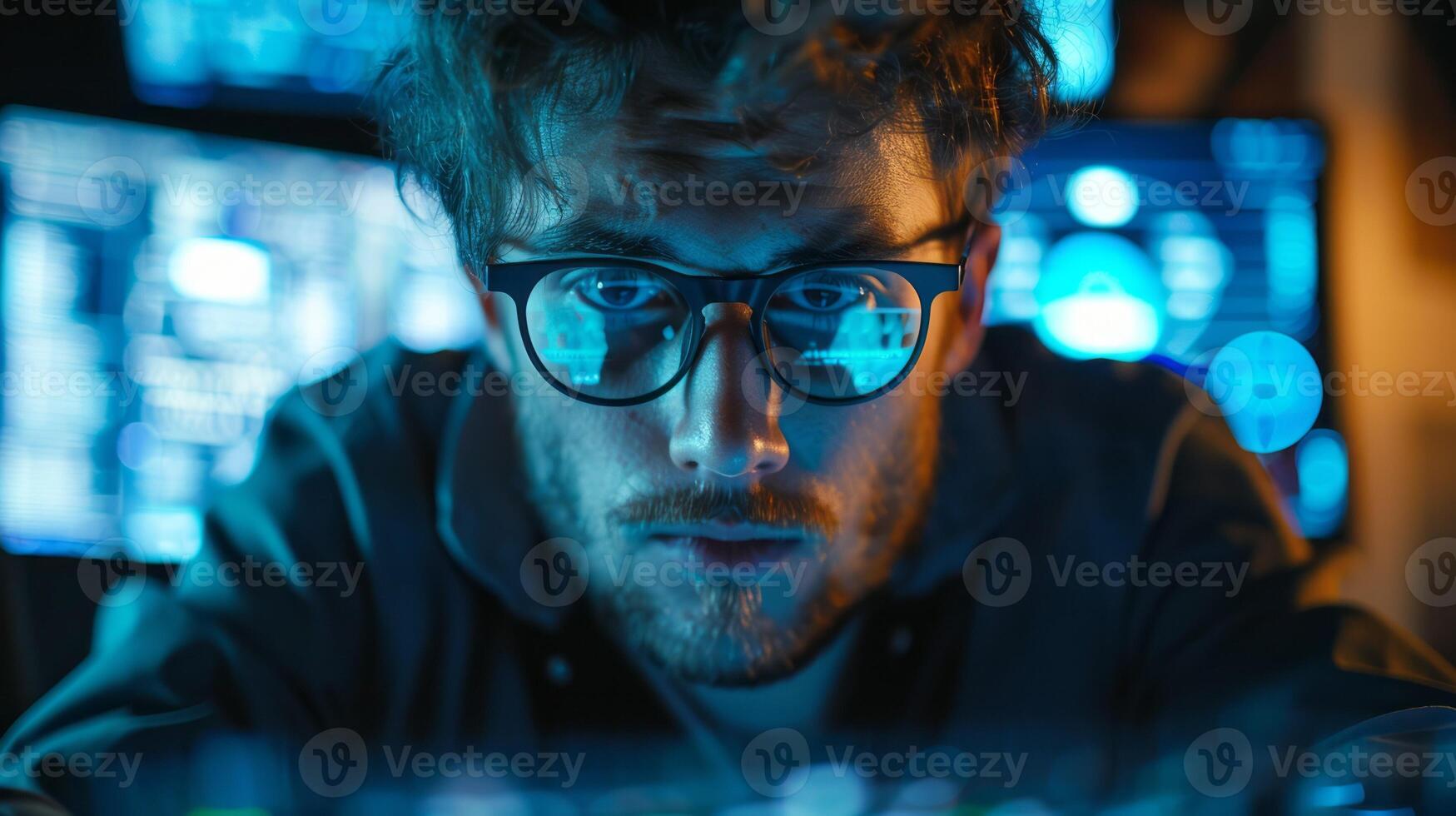 AI generated Male ethical hacker testing cybersecurity systems photo