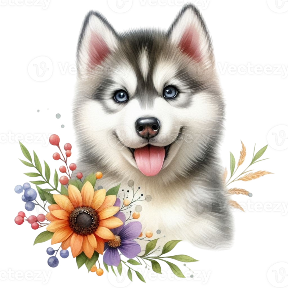 AI generated Cute dog drawn with watercolors png