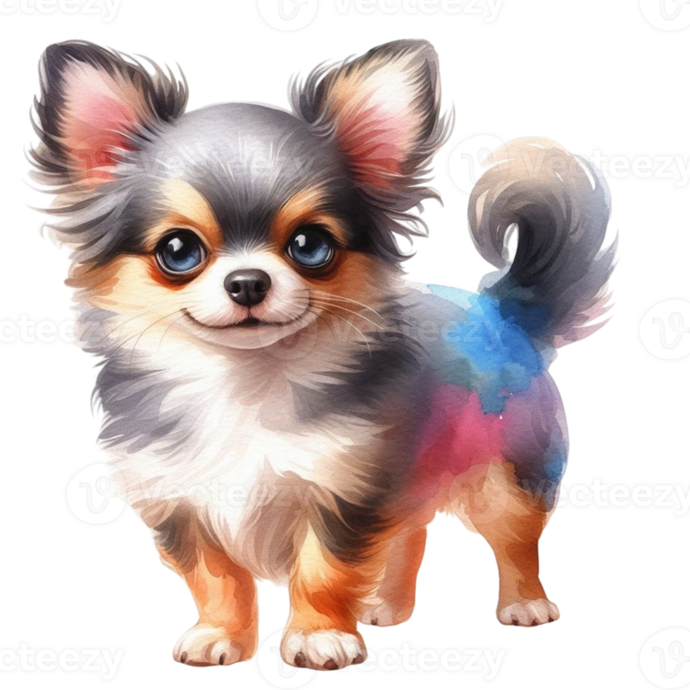 AI generated Cute dog drawn with watercolors png