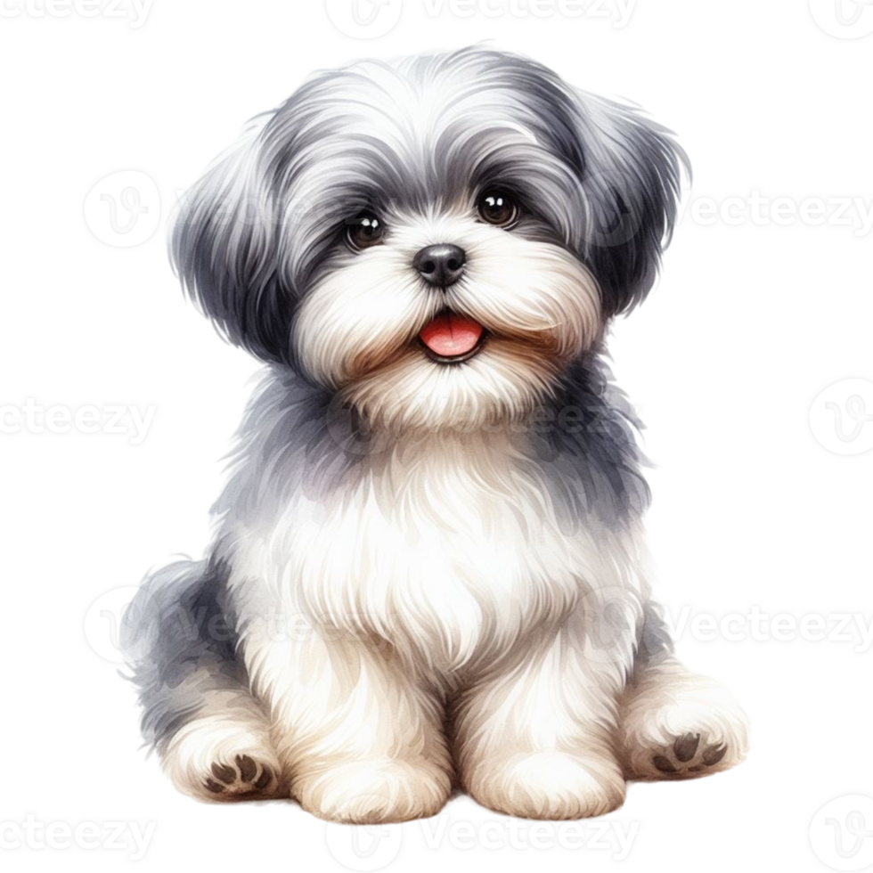 AI generated Cute dog drawn with watercolors png
