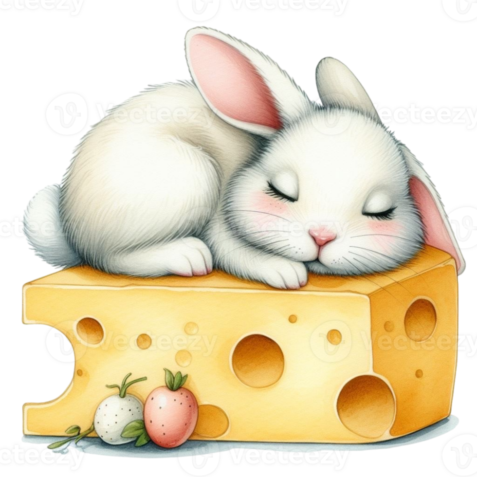 AI generated cheese and rabbit png