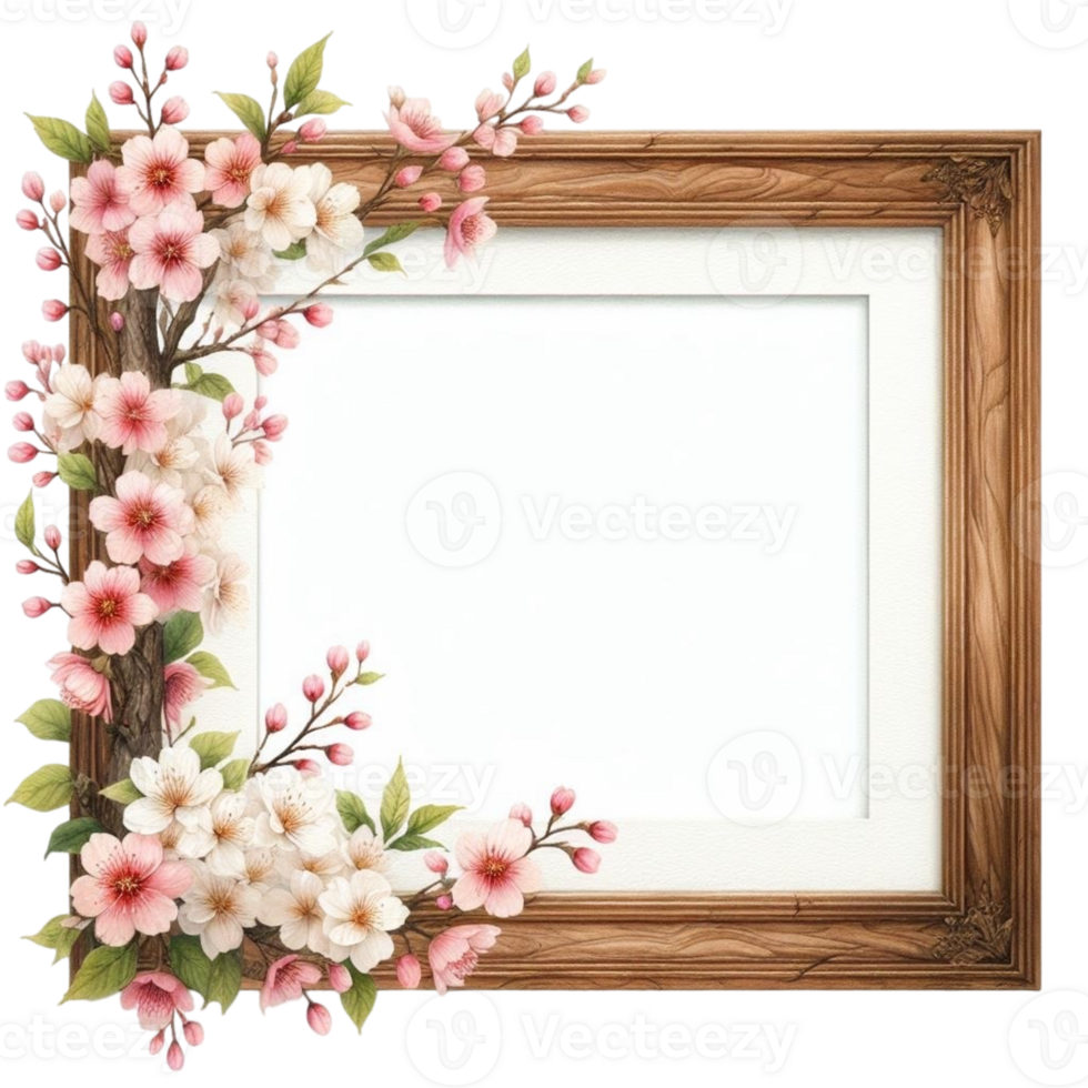 AI generated a frame with flowers png